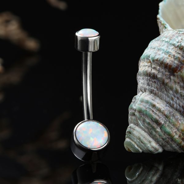 Bezel Set Opal Navel Ring - Image 3