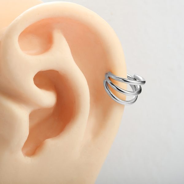 Titanium 3 Stack Ear Hinged Daith Ring - Image 4