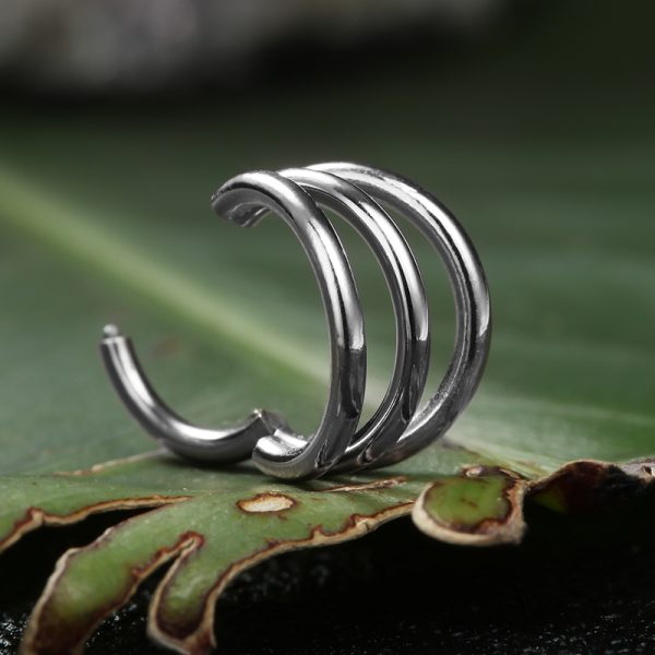 Titanium 3 Stack Ear Hinged Daith Ring - Image 3