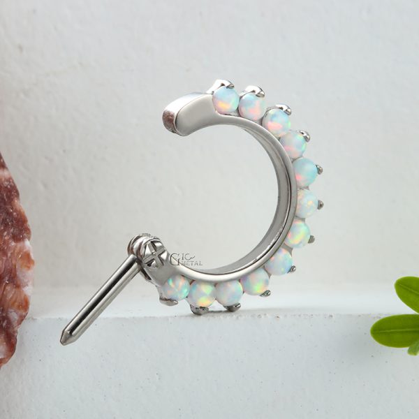 Full Front Opal Titanium Septum Ring - Image 3