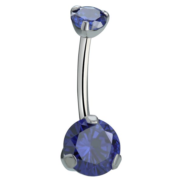 Prong Set Titanium Gemmed Belly Button Ring - Image 2