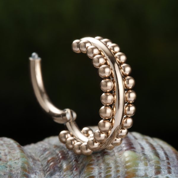 Beaded Two Layer Titanium Rose Gold Septum Ring - Image 3