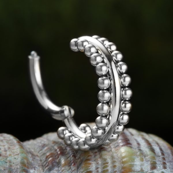 Beaded Two Layer Titanium Hinged clicker ring - Image 3