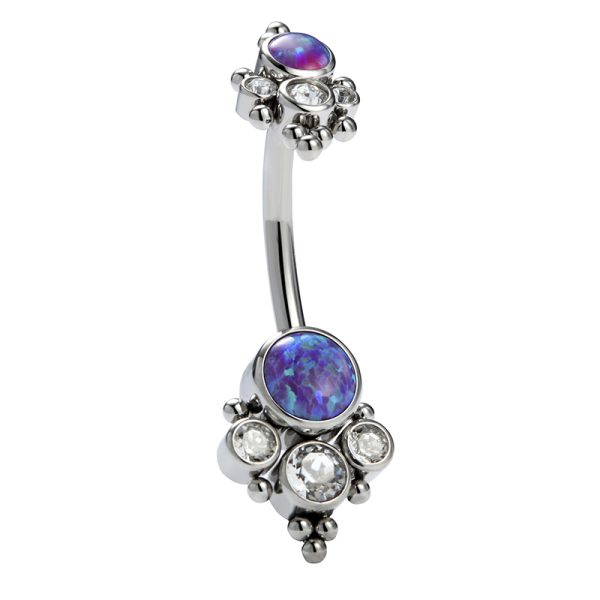 Titanium Opal Gemmed Cluster Navel Ring - Image 2