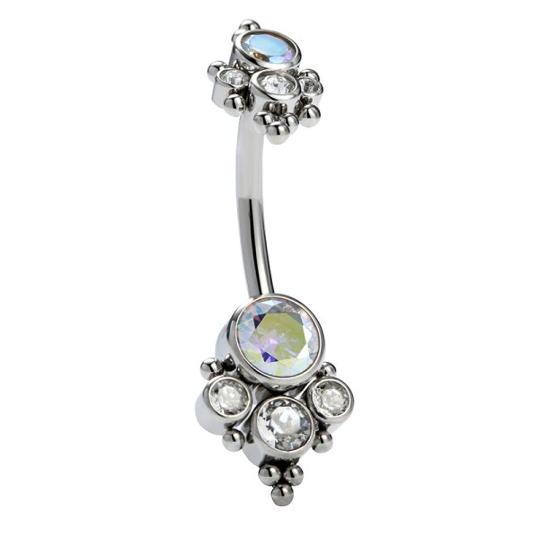 Titanium Gemmed Cluster Navel Ring - Image 2