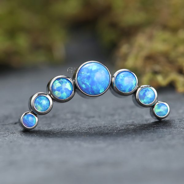 Titanium Internally Threaded Crescent Opal End - Image 2