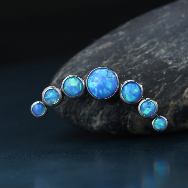 Titanium Internally Threaded Crescent Opal End - Image 3