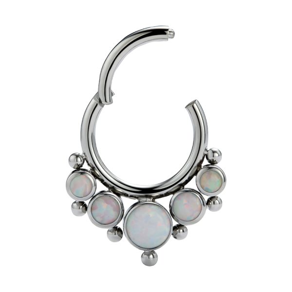 Titanium Hinged Segment Ring with Beaded Opal Cluster - Image 3