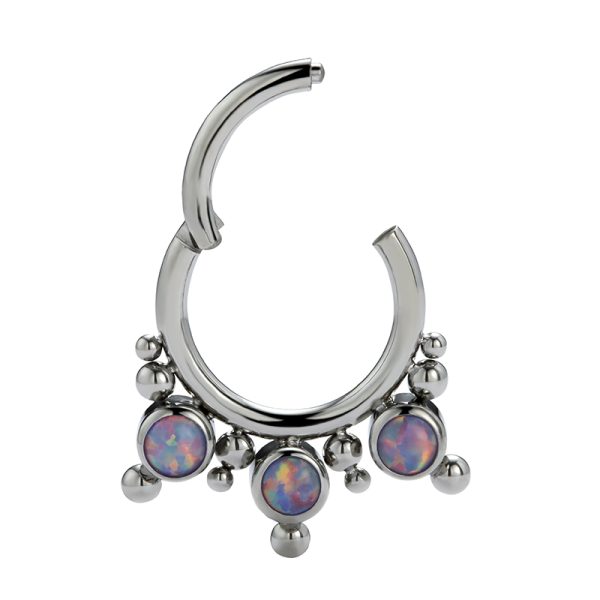 Beaded Opal Cluster Titanium Hinged Segment Ring - Image 2