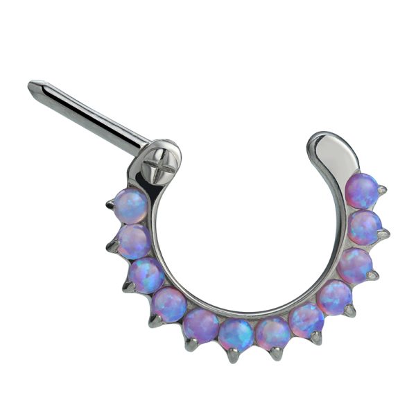 Full Front Opal Titanium Daith Rook Ring - Image 4