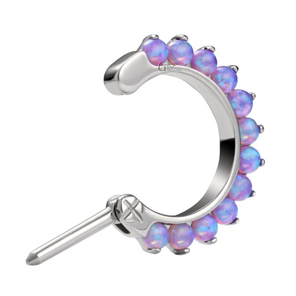 Full Front Opal Titanium Daith Rook Ring - Image 3