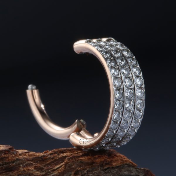 Titanium Hinged Ring Micro Pave CZ 3 Layers Dainty Conch - Image 3