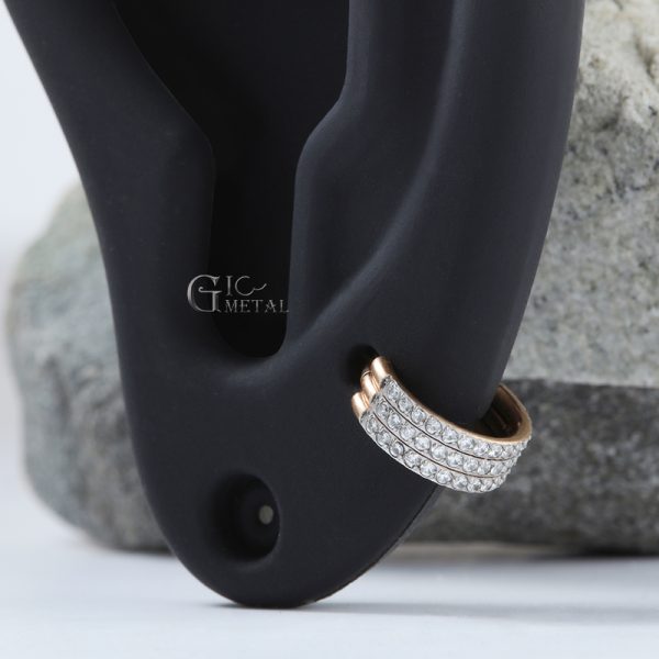 Titanium Hinged Ring Micro Pave CZ 3 Layers Dainty Conch - Image 4