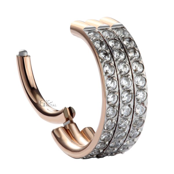 Titanium Hinged Ring Micro Pave CZ 3 Layers Dainty Conch - Image 2