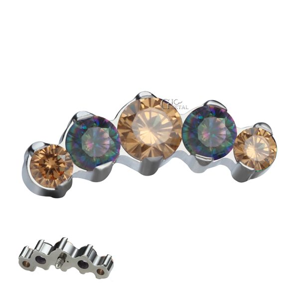 Titanium Internally Threaded Curved Cluster Prong Set Cubic Zircon End - Image 2