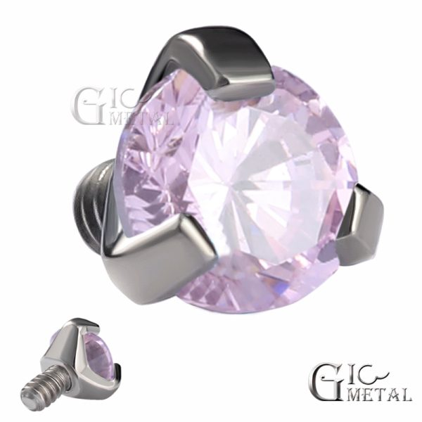 Titanium Internally Threaded Three Prong Set CZ End - Image 2