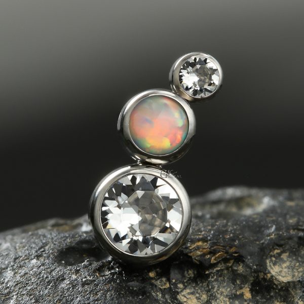 Titanium Internally Threaded Bezel Set Crystal Opal Cluster End - Image 2