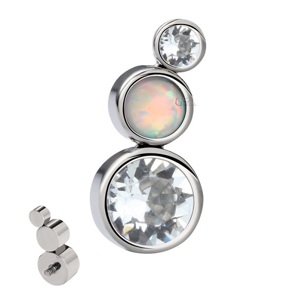 Titanium Internally Threaded Bezel Set Crystal Opal Cluster End - Image 3