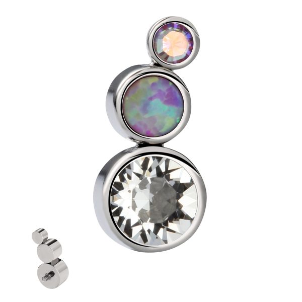 Titanium Internally Threaded Bezel Set Crystal Opal Cluster End - Image 5