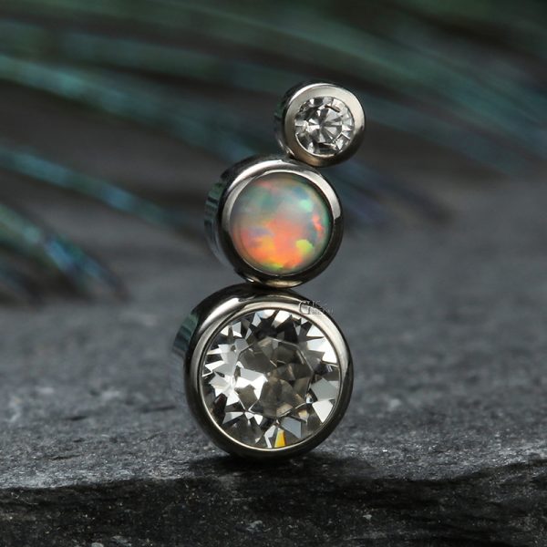 Titanium Internally Threaded Bezel Set Crystal Opal Cluster End - Image 4