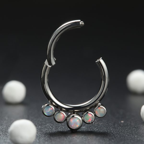 Titanium Opal Cluster Septum Ring - Image 2