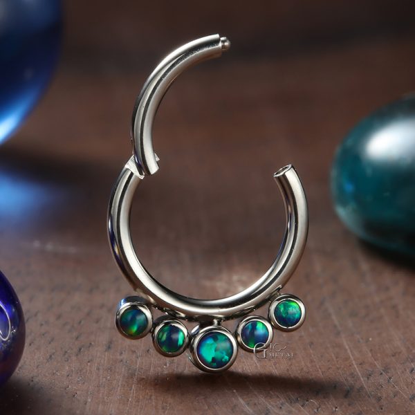 Titanium Opal Cluster Septum Ring - Image 3