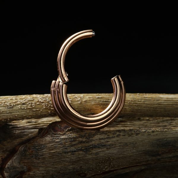 PVD Gold Titanium Hinged Septum Ring - Image 5