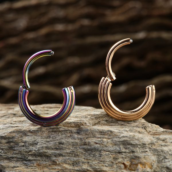 PVD Gold Titanium Hinged Septum Ring - Image 4