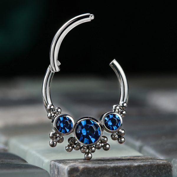 Titanium Bezel Set Crystal Septum Ring - Image 5