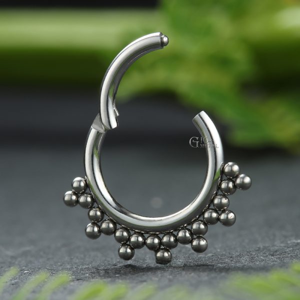 Beaded Titanium Hinged Segment Ring - Image 2