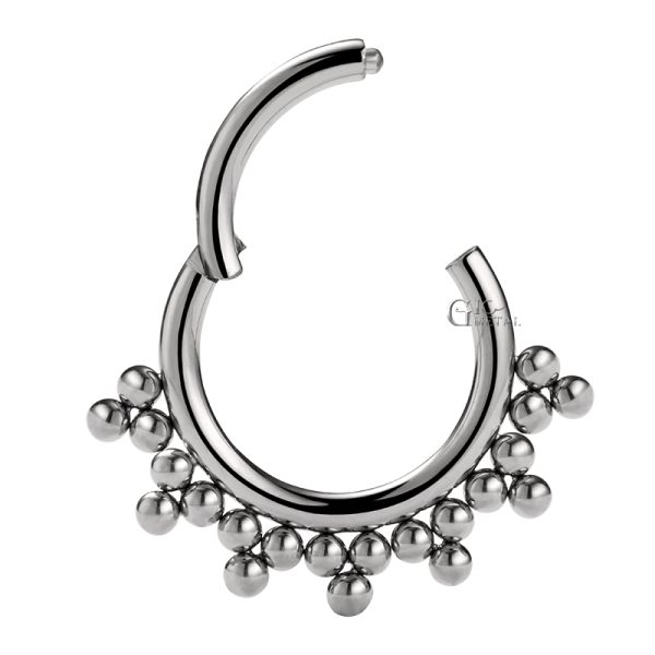 Beaded Titanium Hinged Segment Ring - Image 4